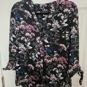 Floral Black Blouse